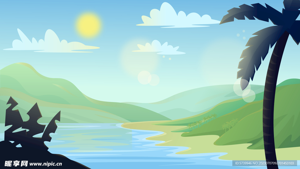 热带峡谷插画图片