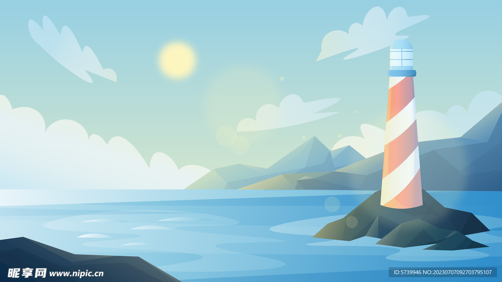 灯塔插画图片