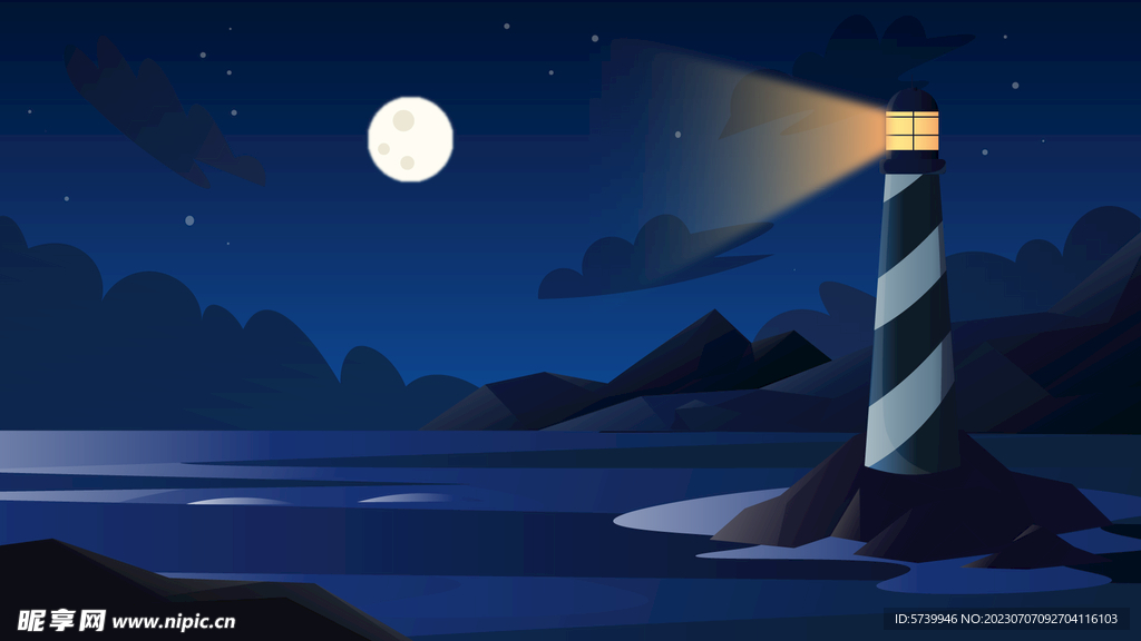 灯塔插画图片