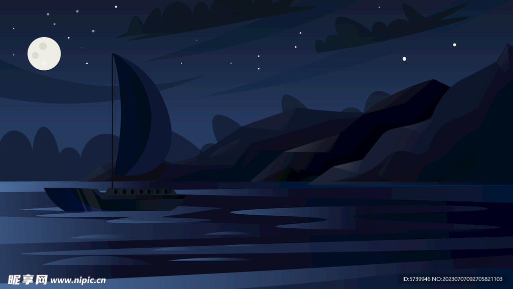 海上船只插画图片