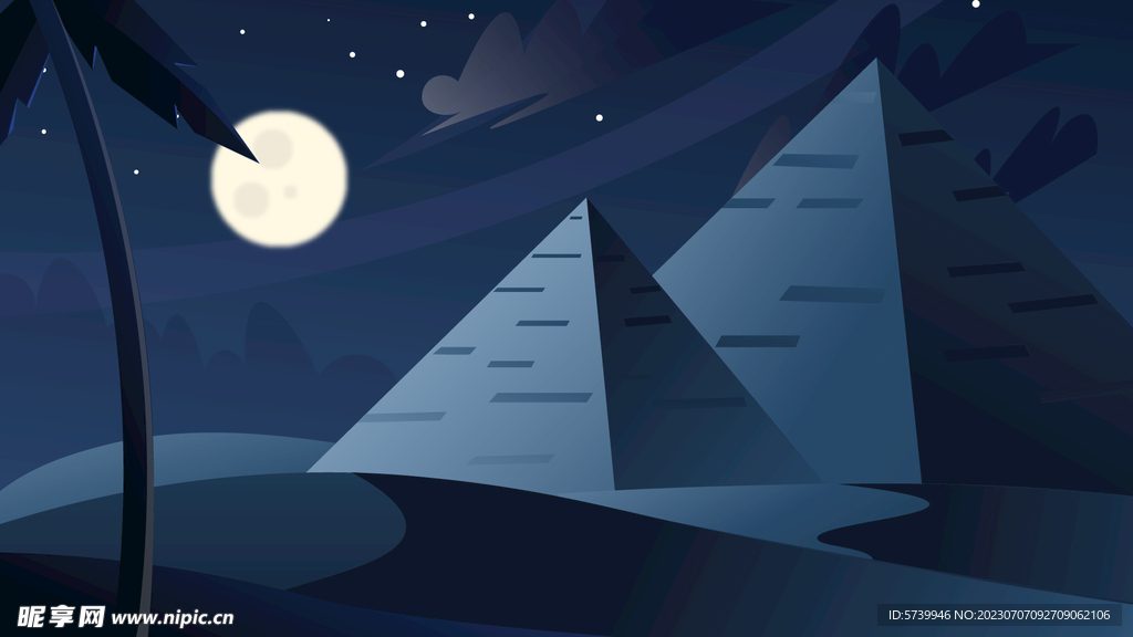 沙漠金字塔插画图片