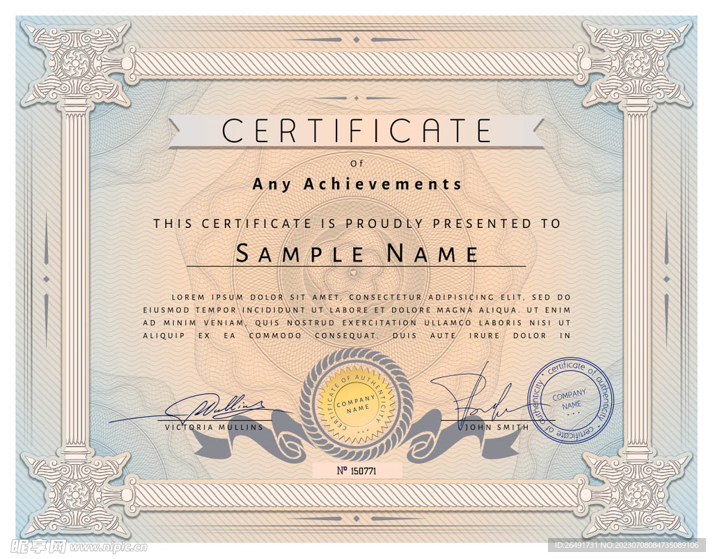 欧式复古证书边框底纹模板