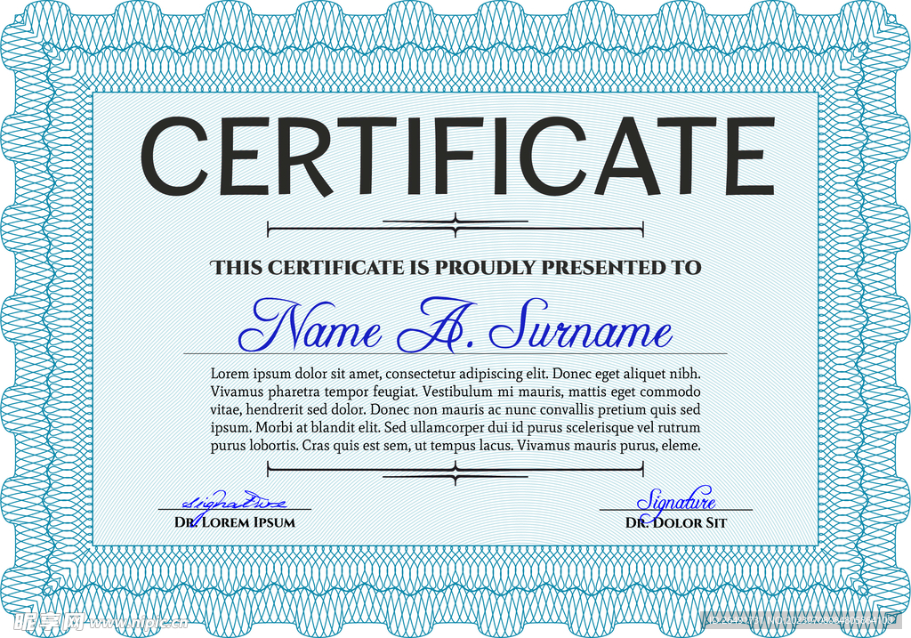 浅绿色欧式复古证书边框底纹模板