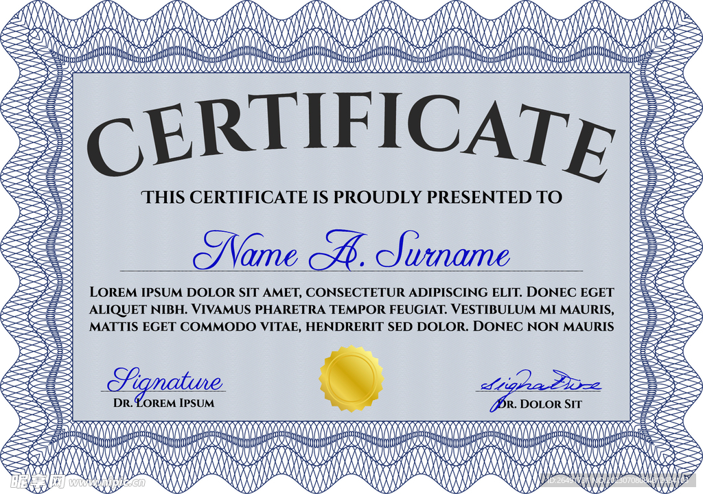 淡紫色欧式复古证书边框底纹模板