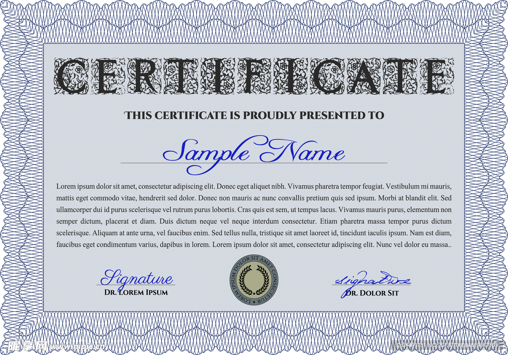 淡紫色欧式复古证书边框底纹模板