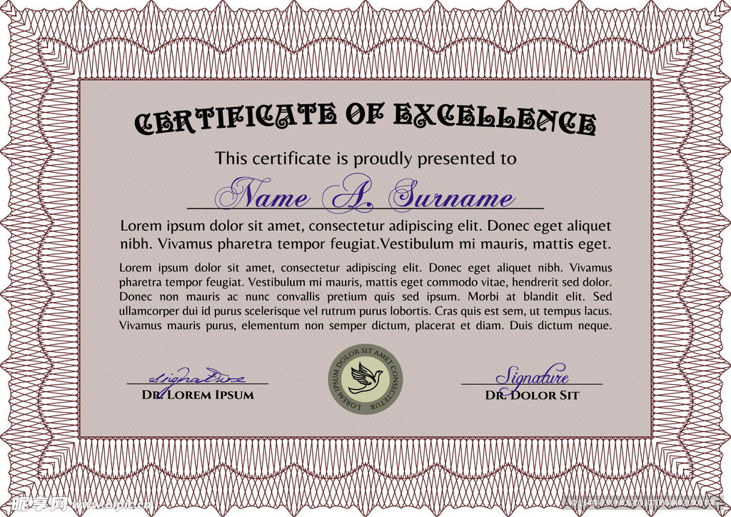 欧式复古证书边框底纹模板