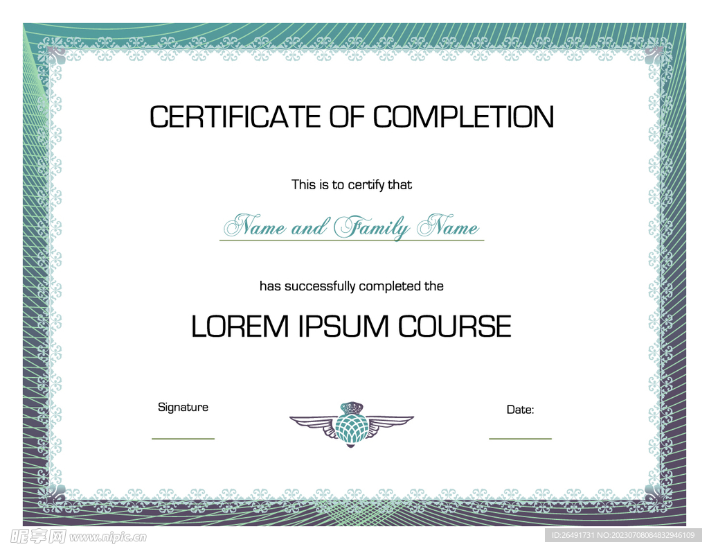 欧式复古绿色渐变书边框底纹模板