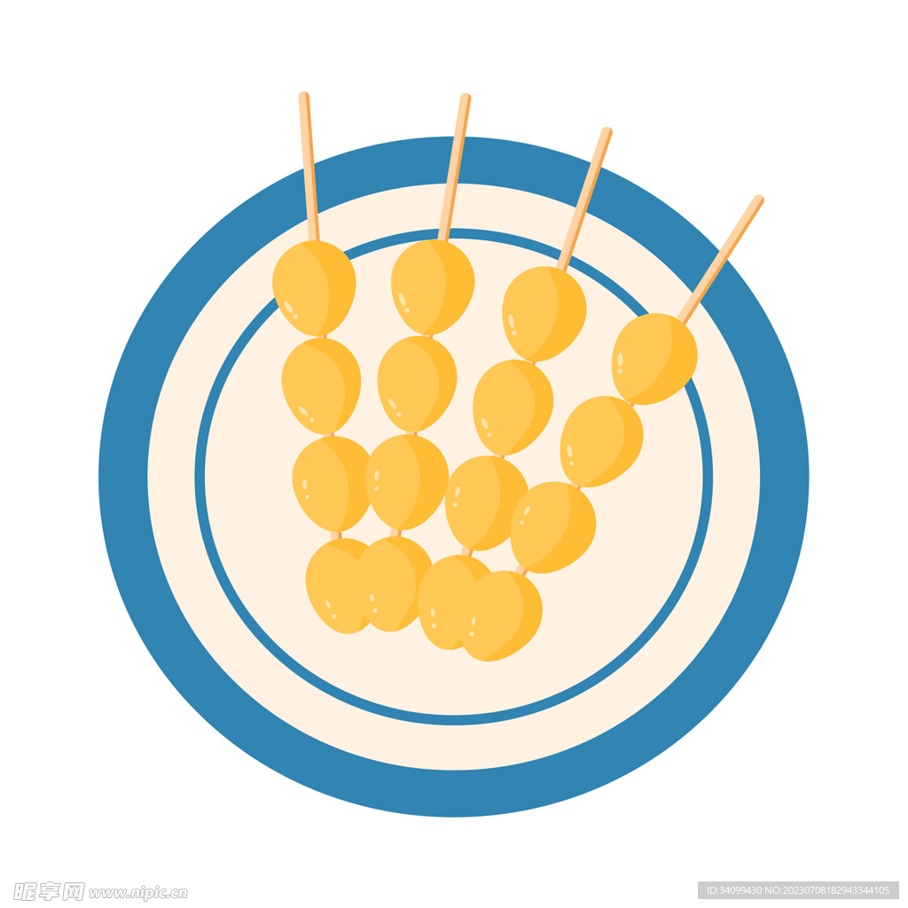 卡通烧烤烤串插画