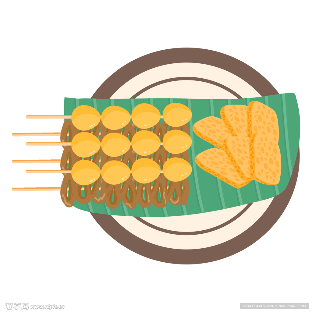 卡通烤串烧烤插画