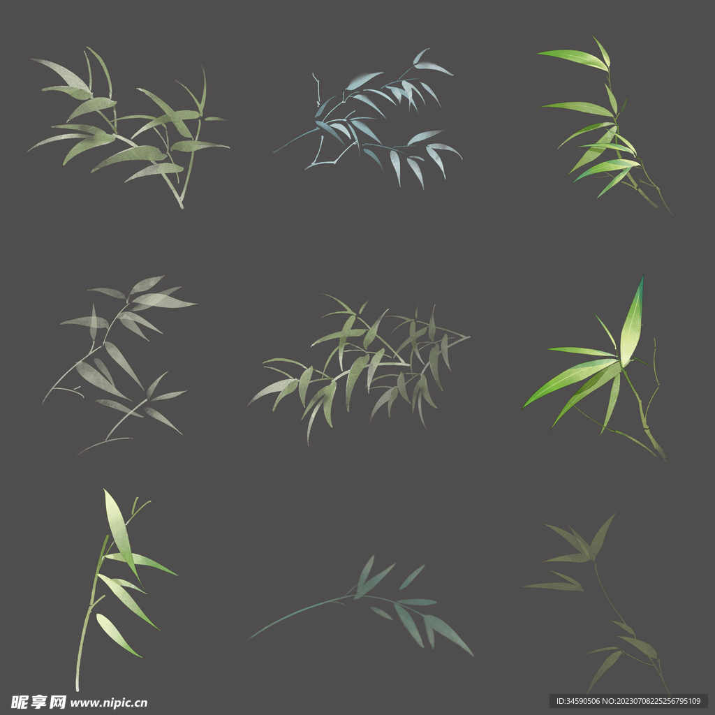 中国风古风竹子竹叶竹枝翠竹