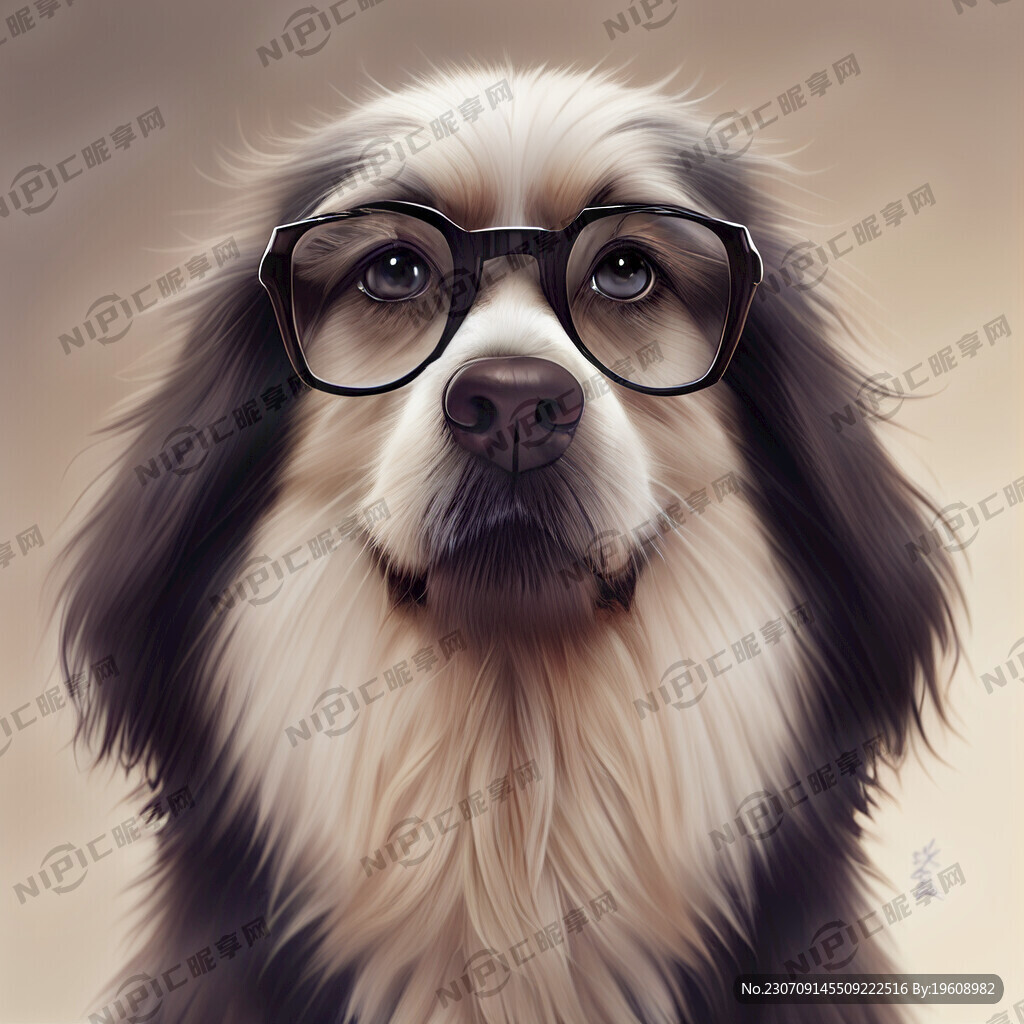 狗 长毛 贵气 眼镜 抬头