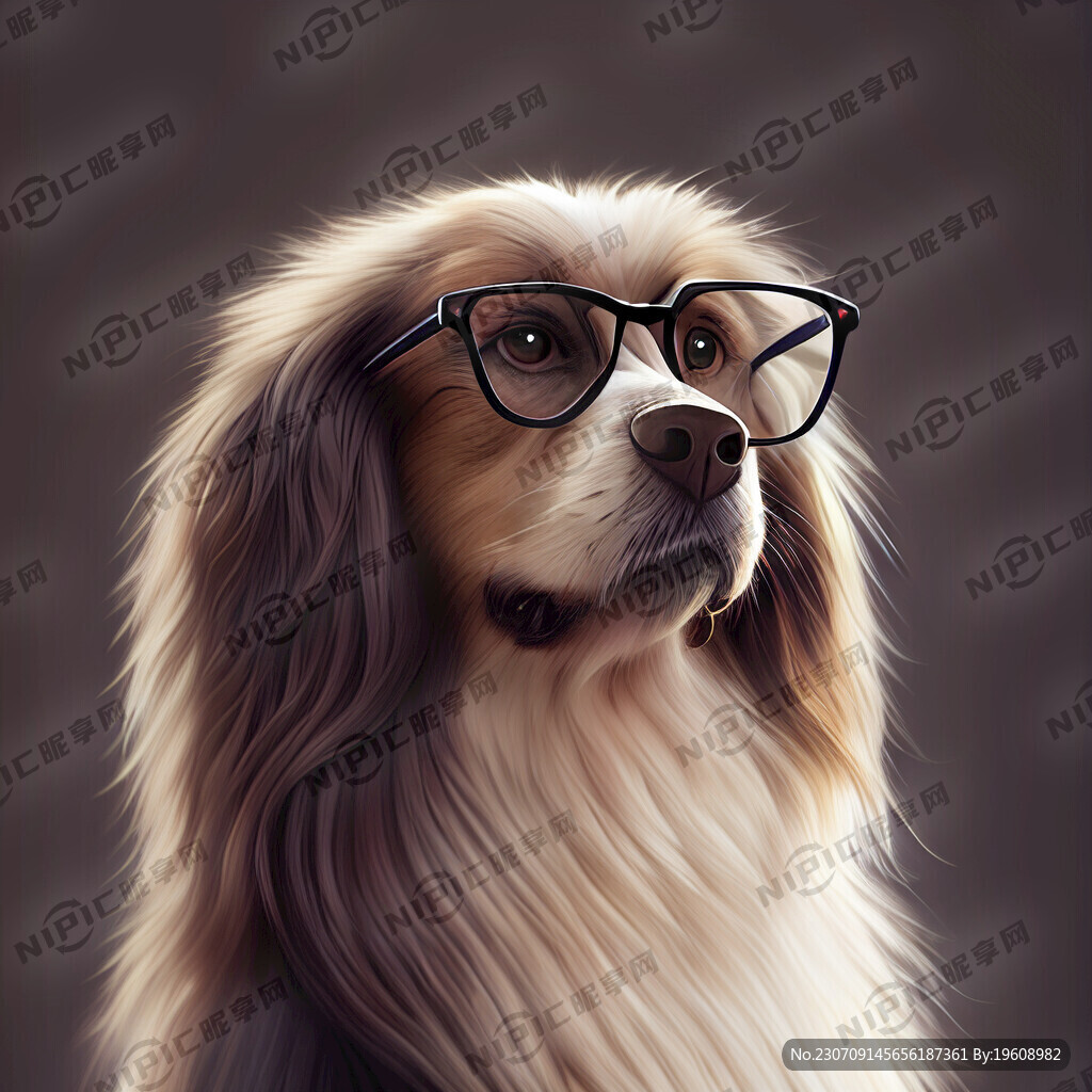 狗 长毛 贵气 眼镜 抬头