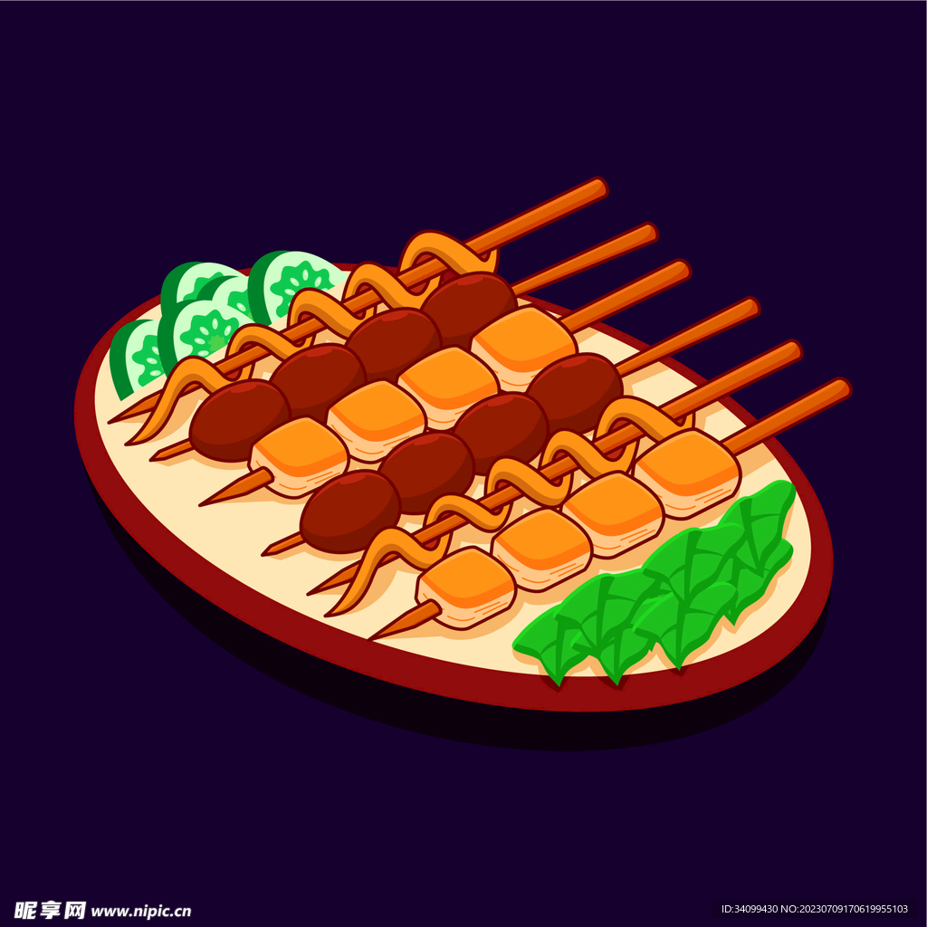 卡通烧烤插画