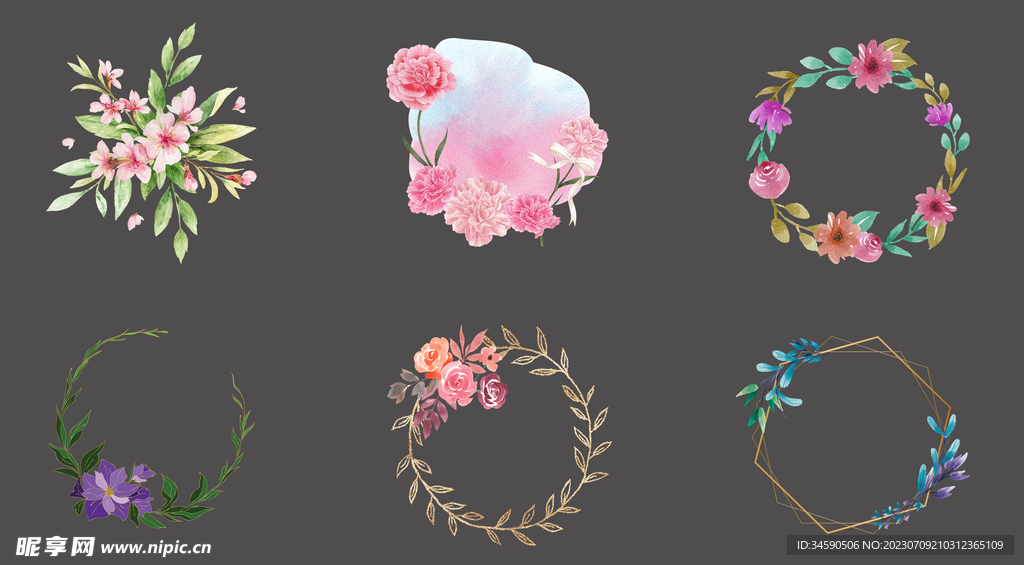 花朵花卉花环装饰插画