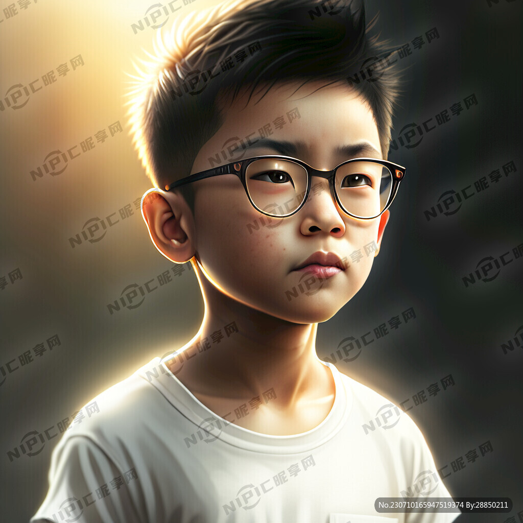 一个阳光帅气的男孩 短短的头发