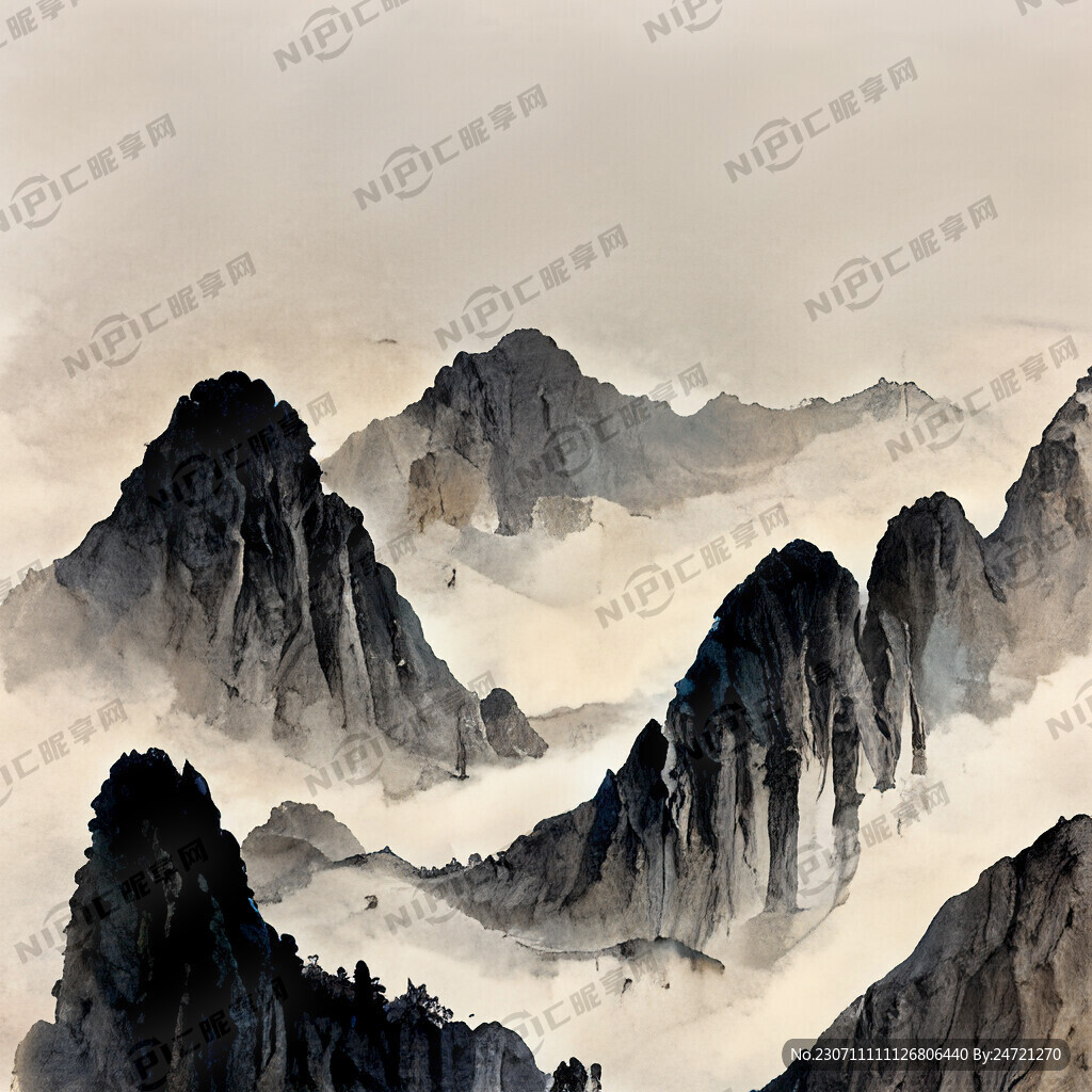 山谷 中国风 中国画 山水