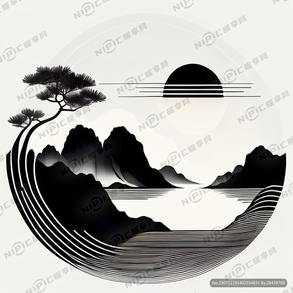 线条元素 黑白极简风格