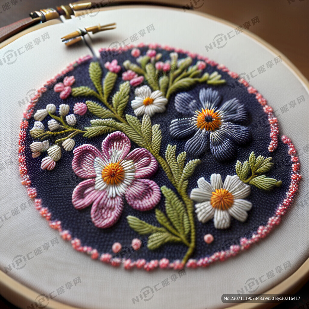 写实刺绣小花