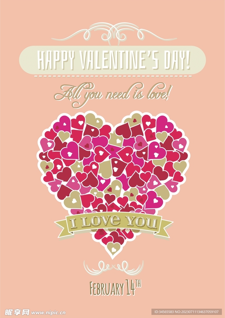 爱心情人节背景矢量图