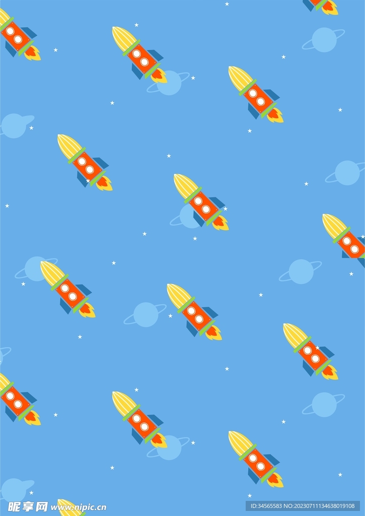 卡通火箭童装图案