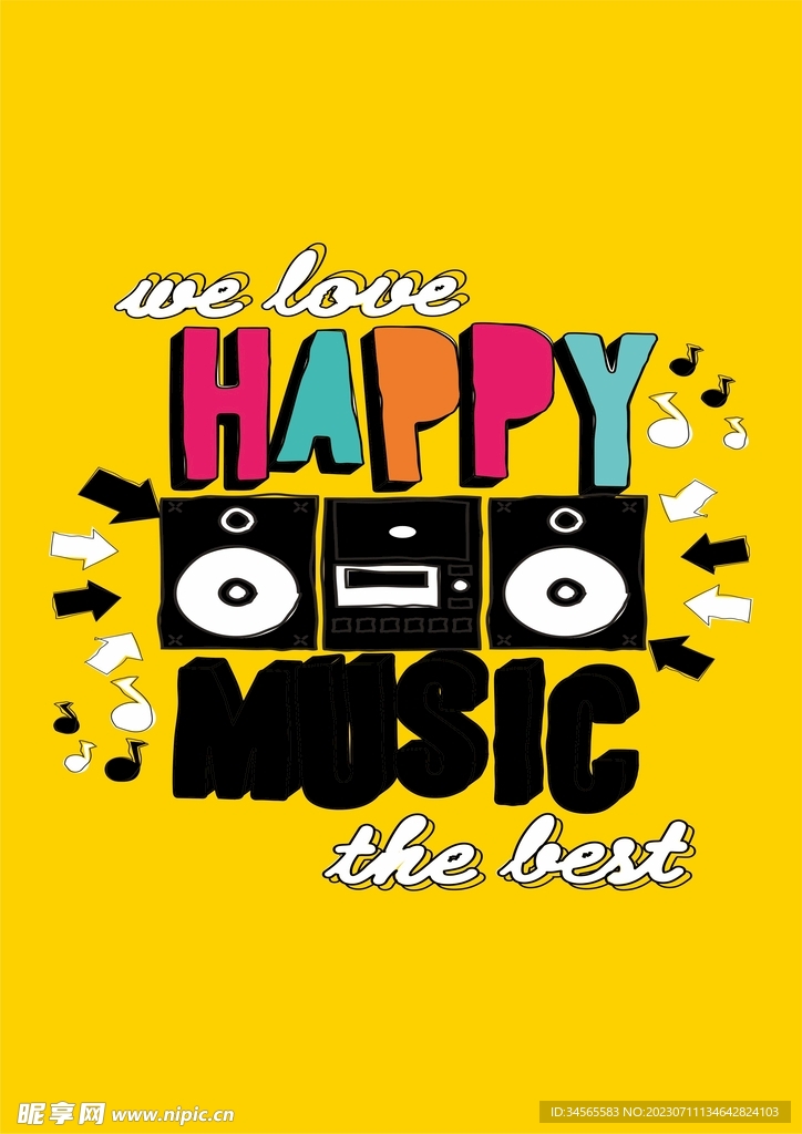 音乐主题涂鸦插画