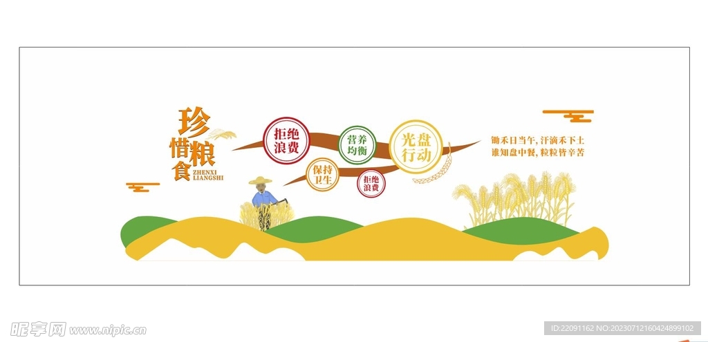珍惜粮食文化墙