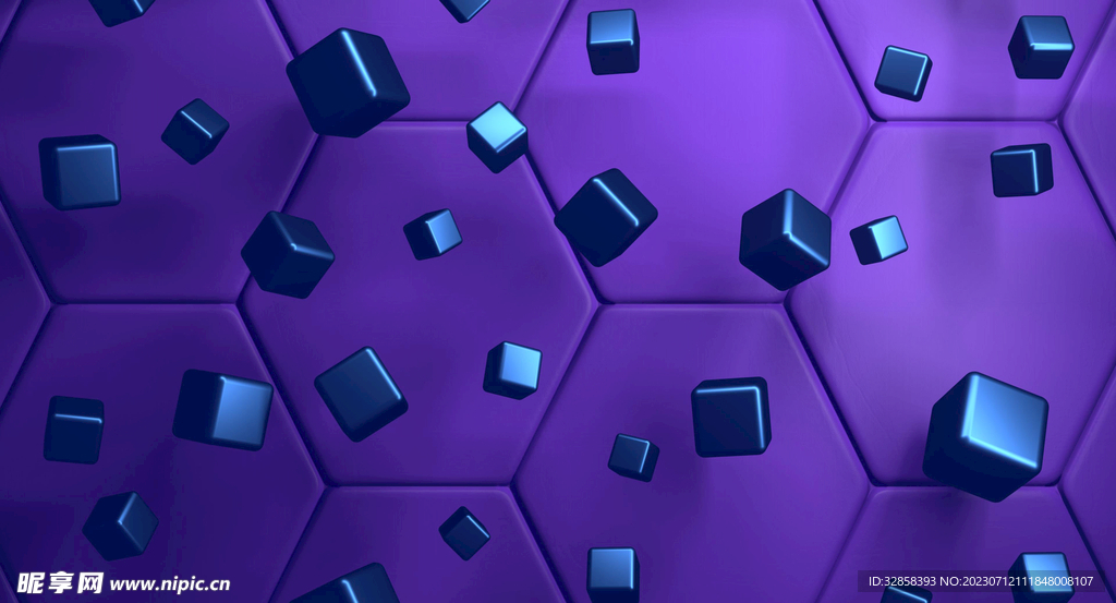 3d紫底立体体抽象规则图形