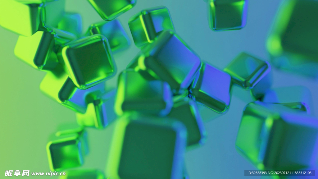 3d绿色立体抽象规则图形
