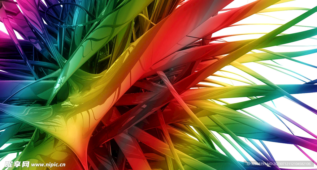 3d炫彩玻璃质感抽象科技线条