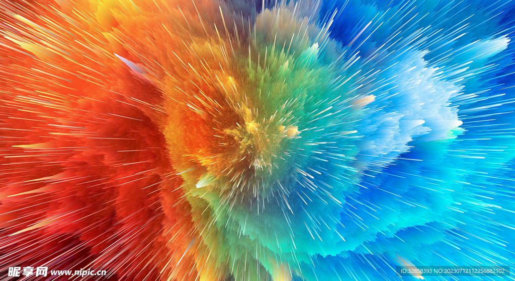 3d炫彩颜料粒子大爆炸背景