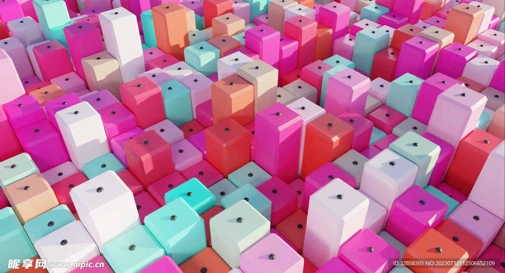 3d红色立体柱状抽象规则图形