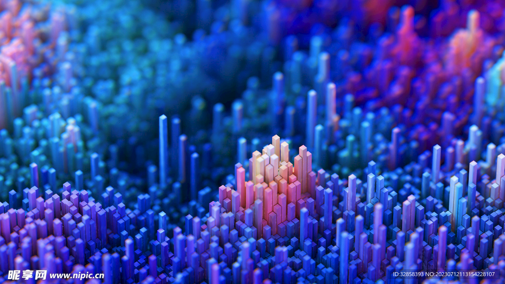 3d蓝紫立体柱状抽象规则图形
