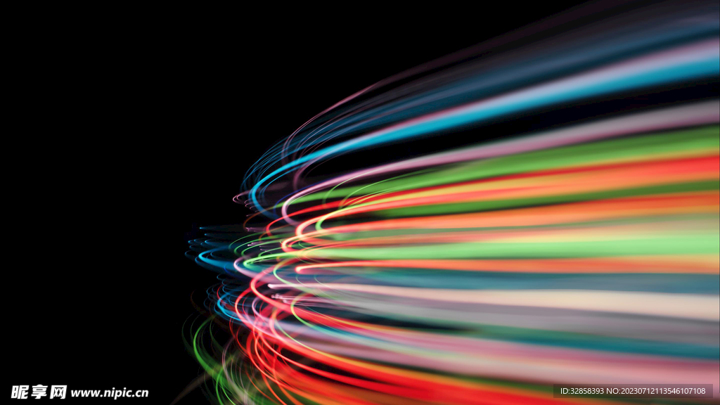 彩色发光光线抽象科技线条背景