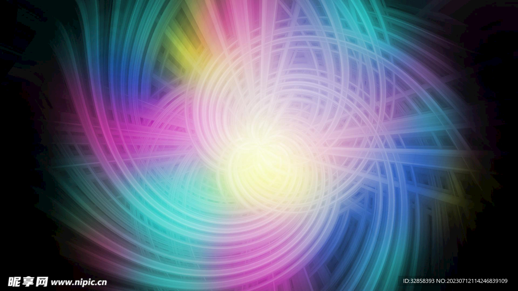 炫彩延伸发光几何线条抽象背景