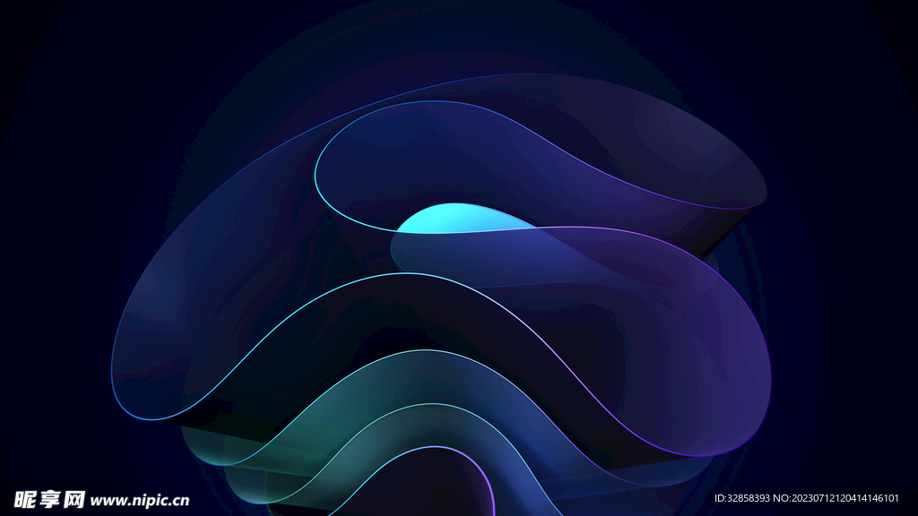 深蓝色抽象拉丝3D立体流体渐变