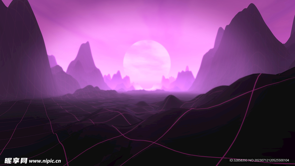 夜晚森林插画风格