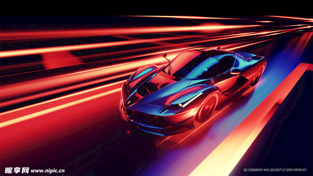 汽车霓虹插画背景