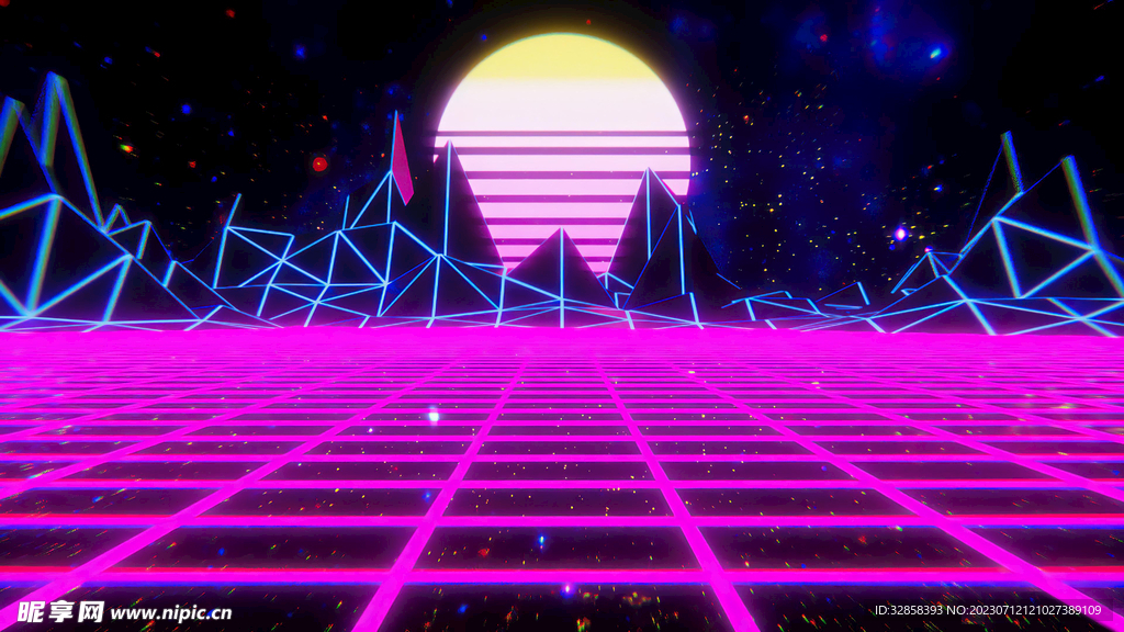 粉色光线高山插画风格背景