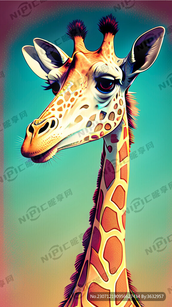 长颈鹿 脖子很长 全身出境