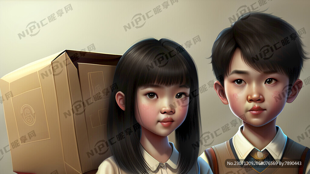 男孩用文具盒夹女孩头发