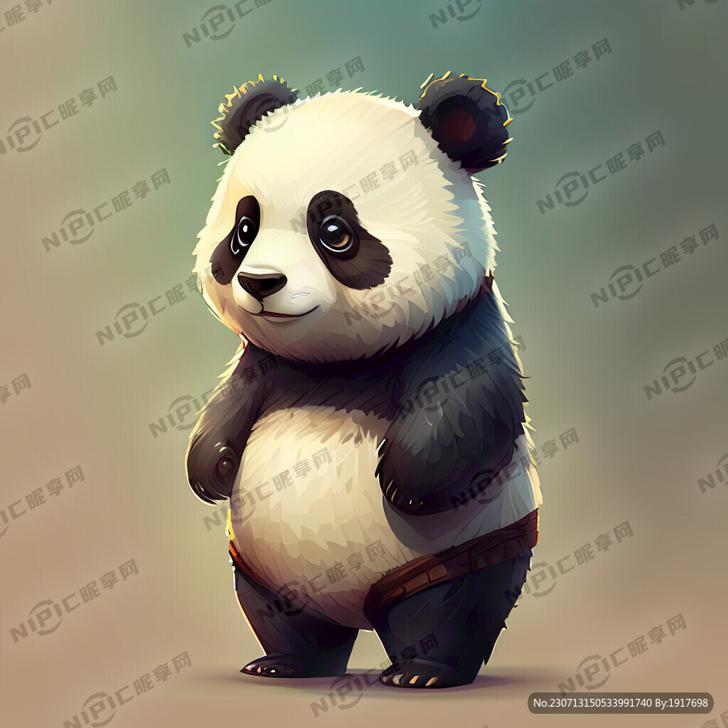 卡通熊猫　可爱　站立