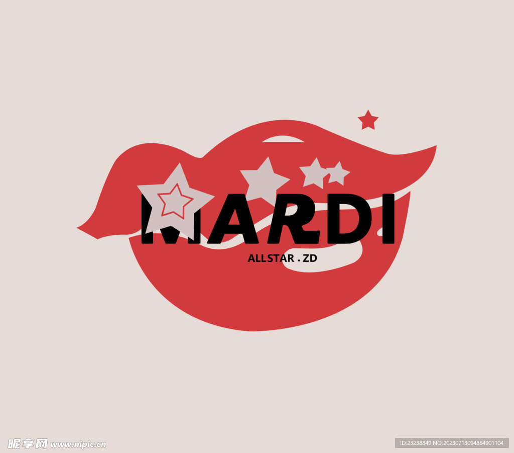 T恤图案印花 嘴唇 字母元素