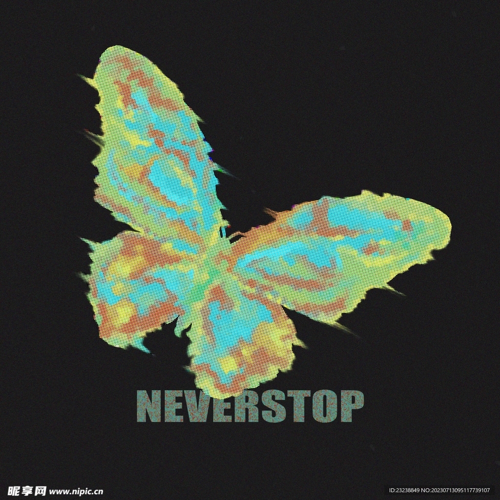 T恤图案印花设计蝴蝶元素