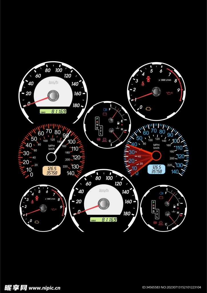 矢量图画汽车仪表盘高清