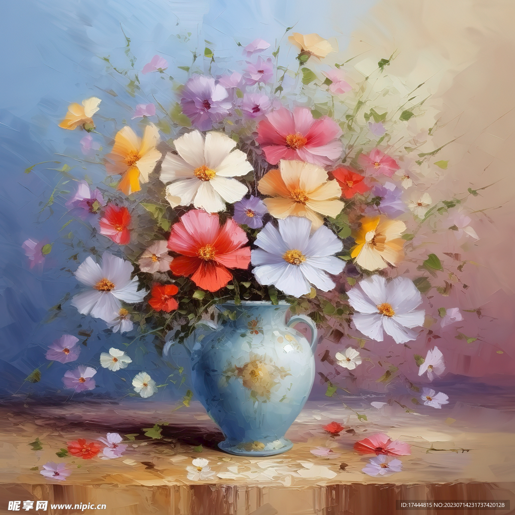 小清新手绘花卉油画玄关