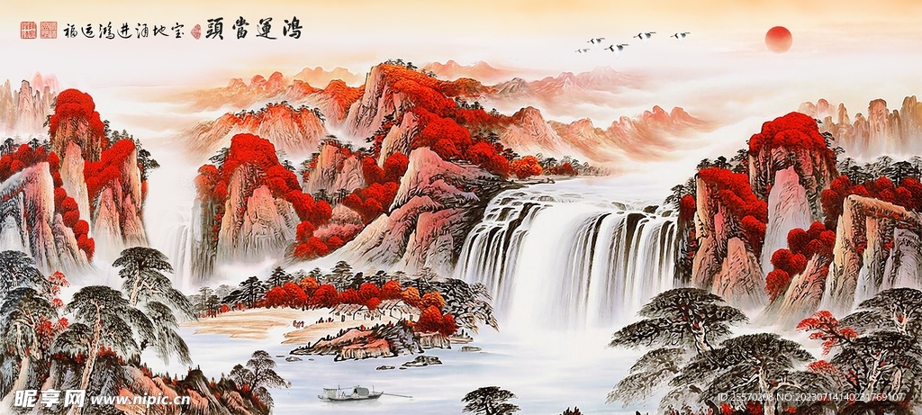山水画 中国画 挂画 高清画 
