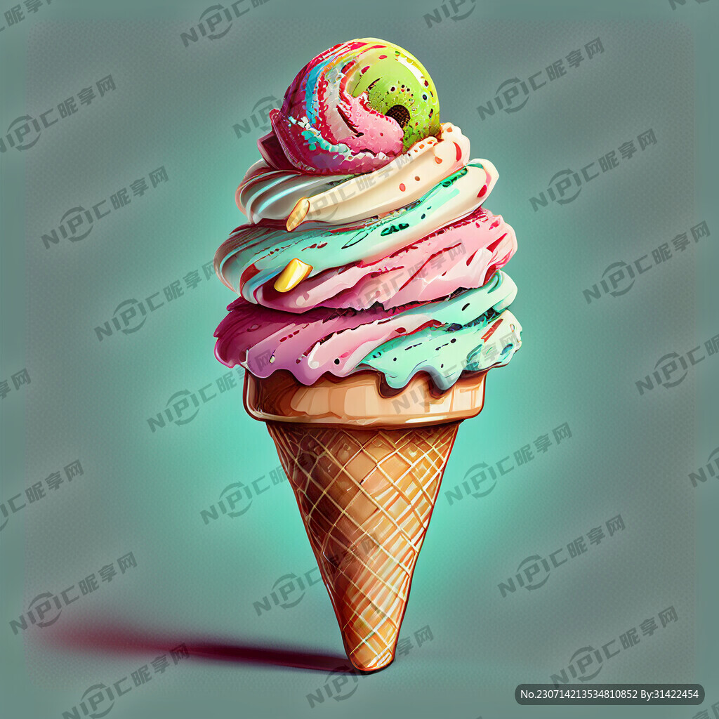 手绘多彩冰淇淋