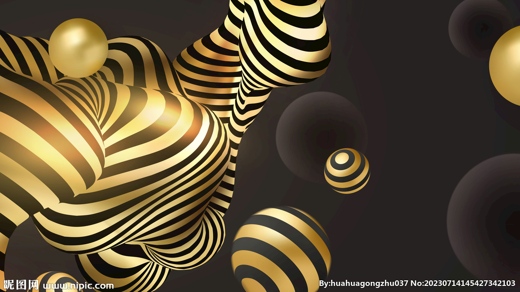 黑金渐变3d球形抽象纹理背景