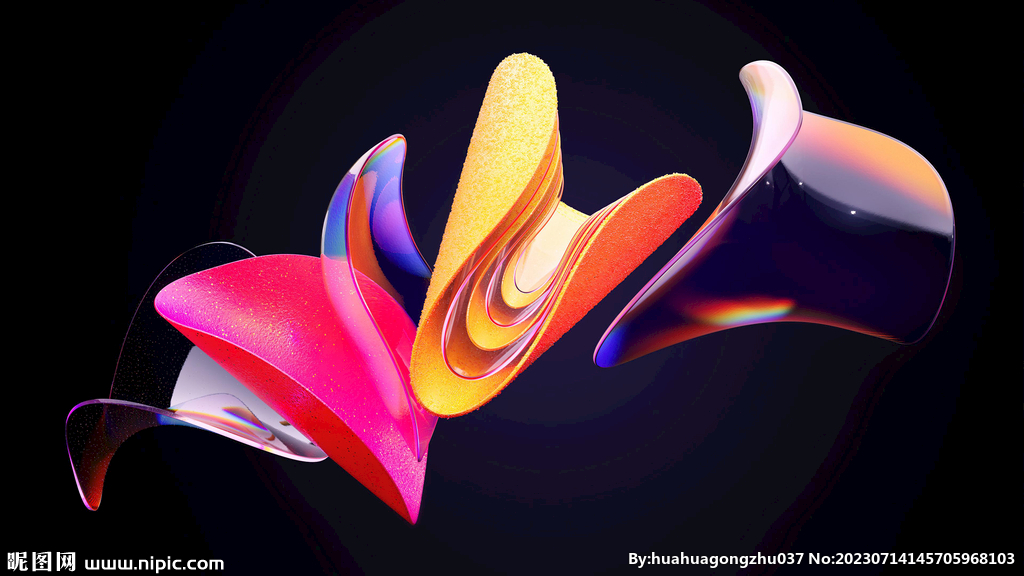 彩色抽象拉丝3D立体流体渐变