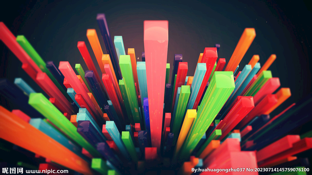 3d红色立体柱状抽象规则图形